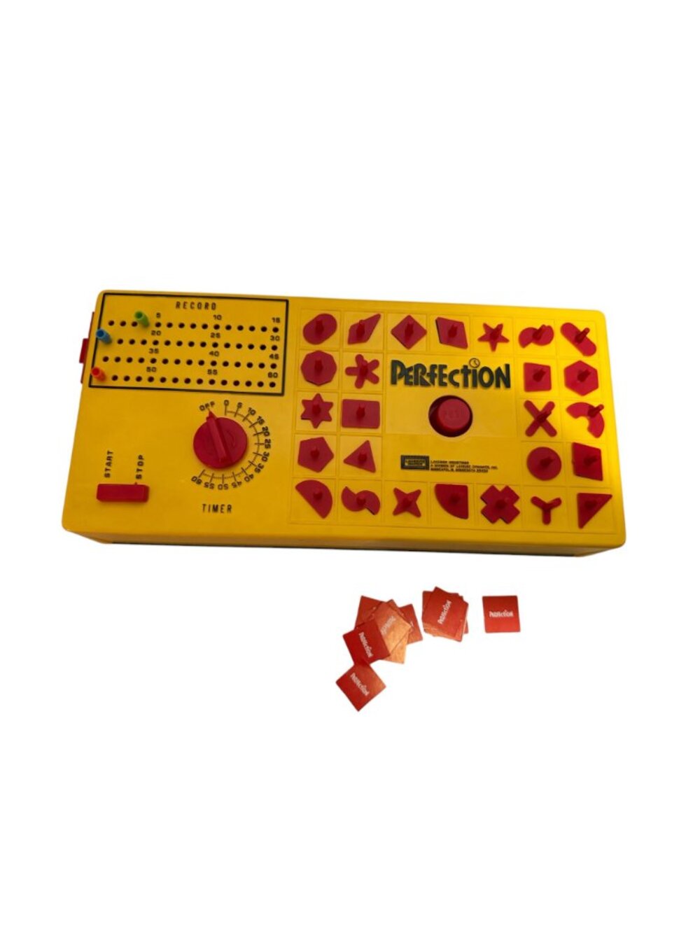 Vintage Lakeside Perfection Game Yellow & Red Timer Puzzle Shapes 1973 Works - Picture 2 of 8